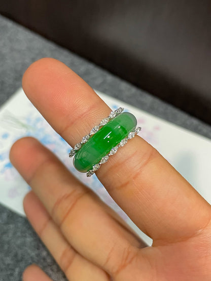 Green Jade Abacus Ring | HK 13 (NJR188)