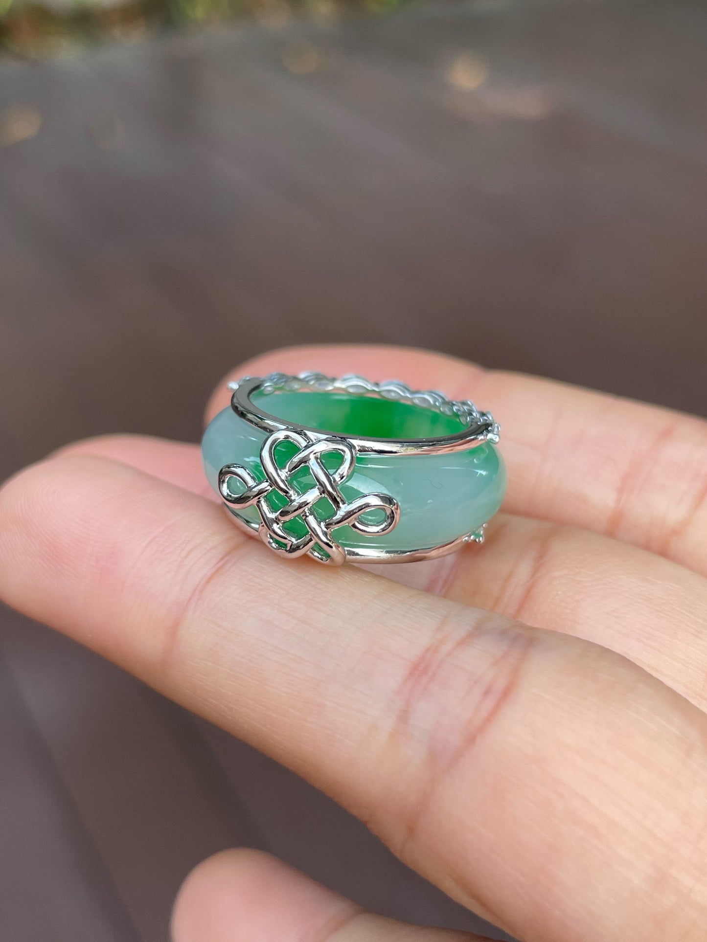 Green Jade Abacus Ring | HK 13 (NJR188)