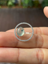 Load image into Gallery viewer, Icy Bluish Flower Jade Cabochon Ring (NJR202)
