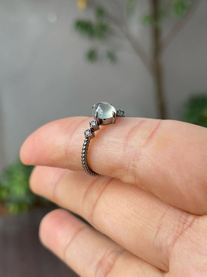 Glassy Jade Cabochon Ring (NJR191)