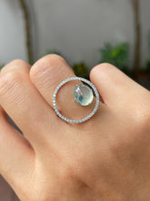 Load image into Gallery viewer, Icy Bluish Flower Jade Cabochon Ring (NJR202)

