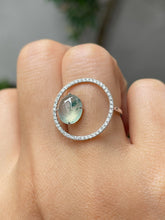 Load image into Gallery viewer, Icy Bluish Flower Jade Cabochon Ring (NJR202)
