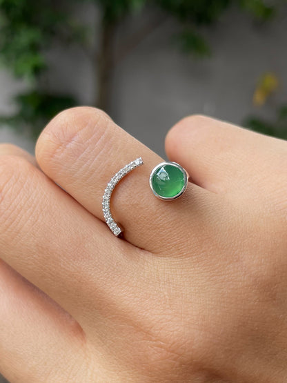 Green Jadeite Cabochon Ring (NJR192)