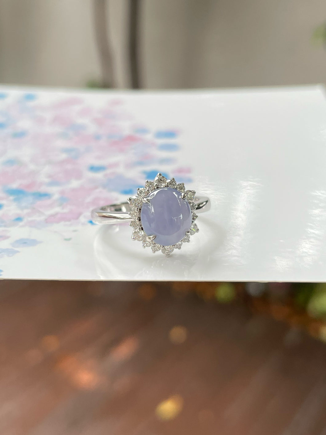 Lavender Jadeite Cabochon Ring (NJR197)