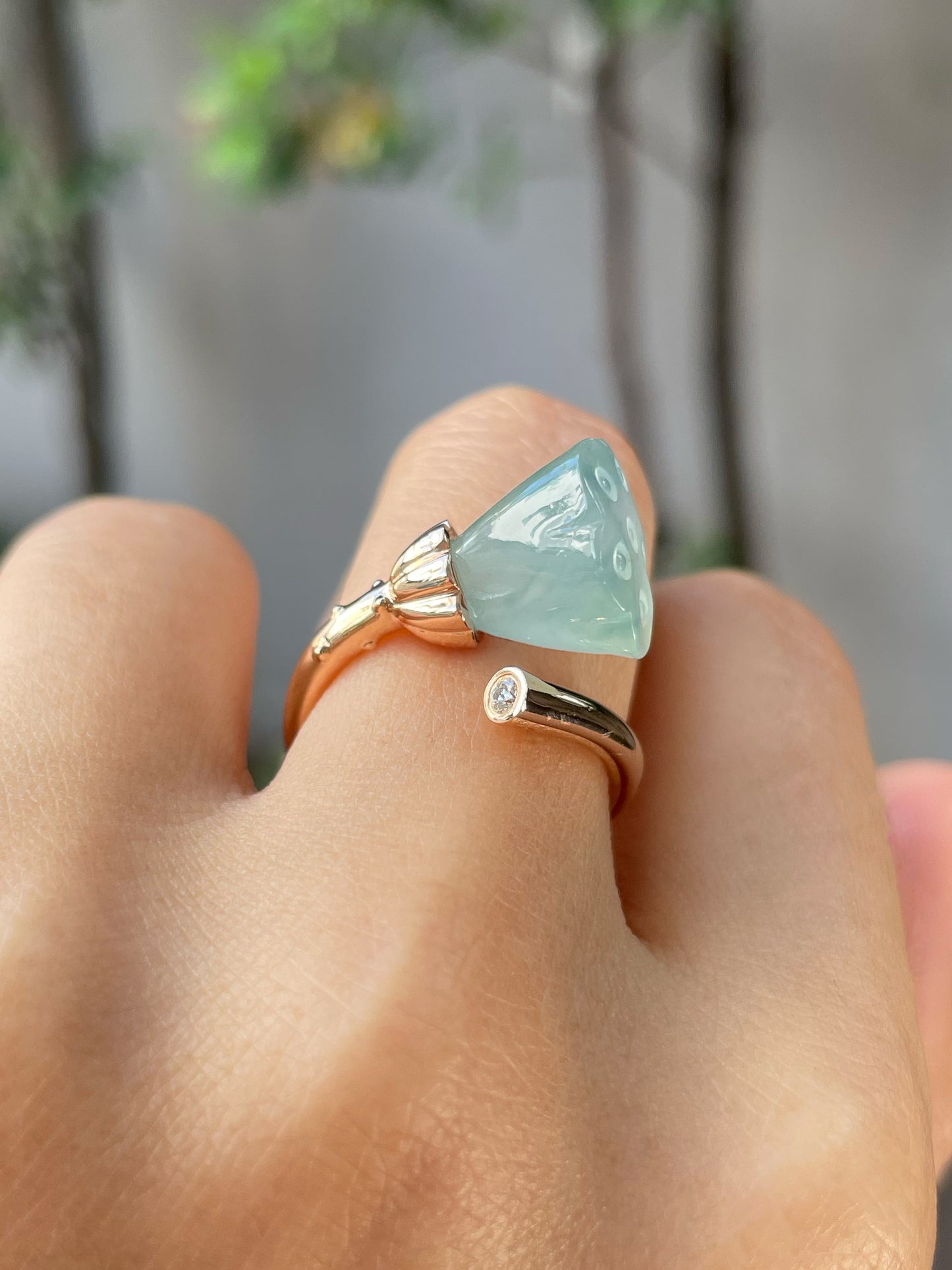 Icy Jade Ring - Lotus Pod (NJR199)