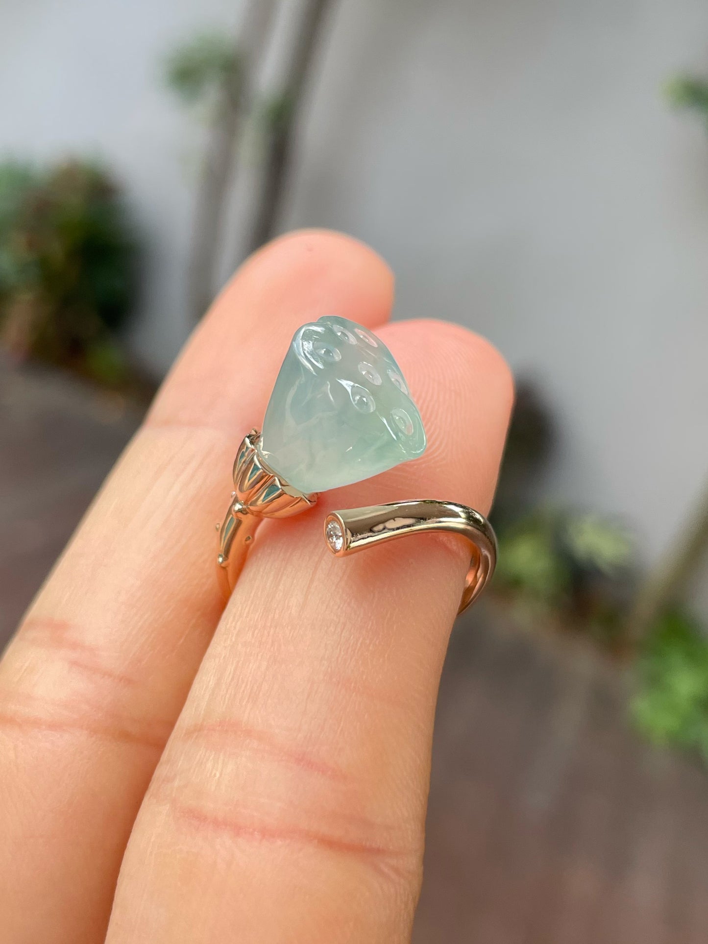 Icy Jade Ring - Lotus Pod (NJR199)