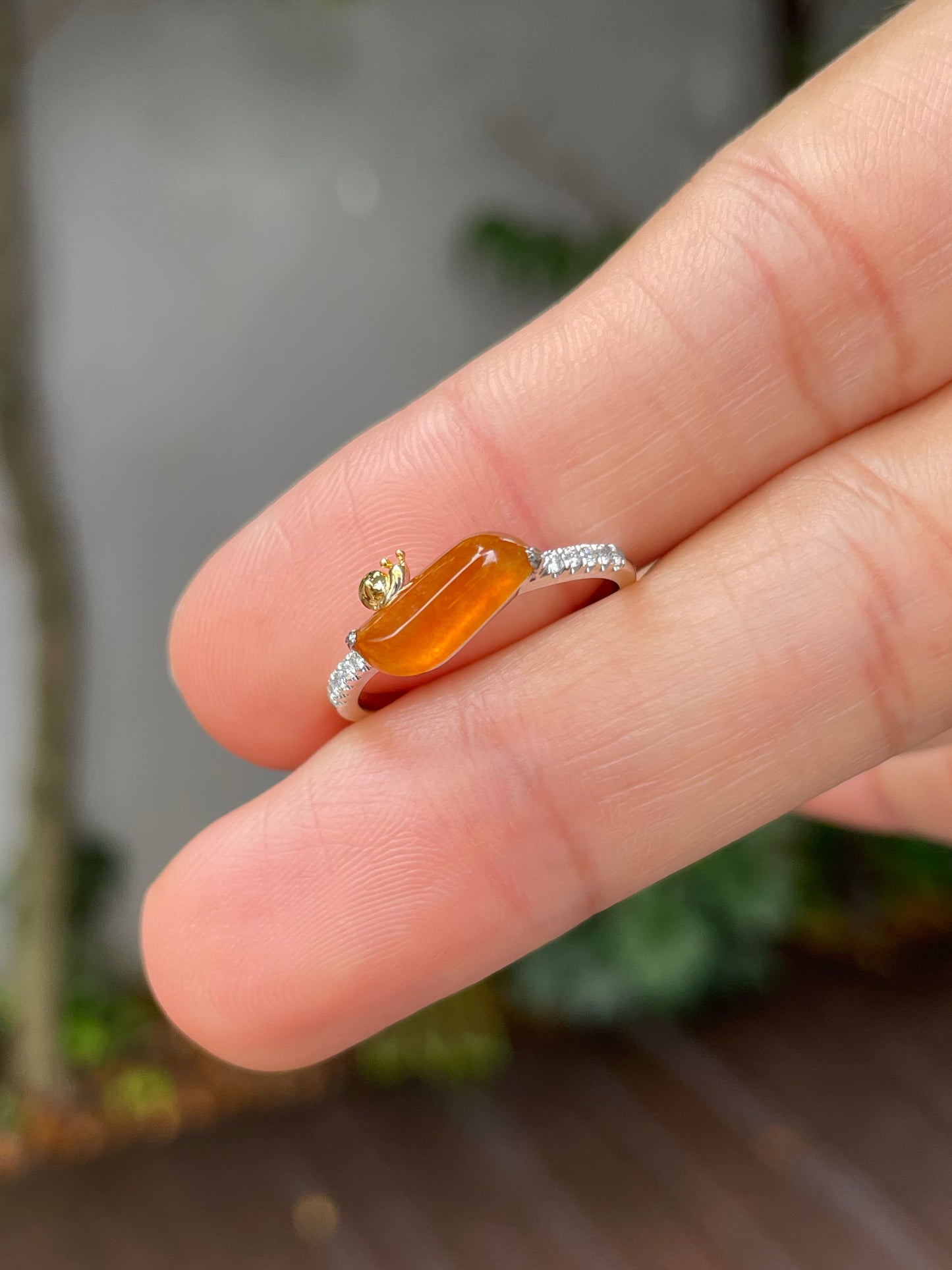 Icy Orange Jade Ring - Snail (NJR205)