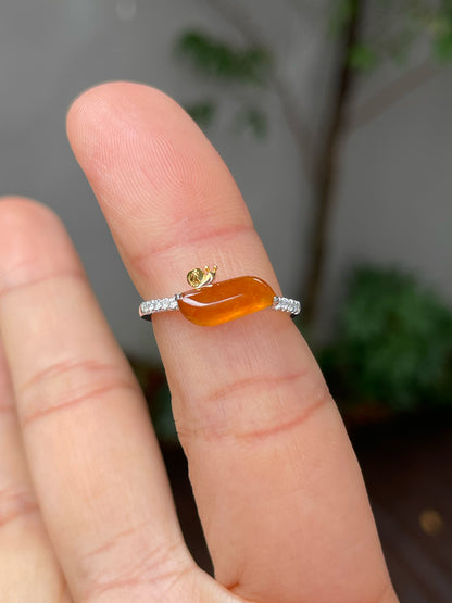 Icy Orange Jade Ring - Snail (NJR205)