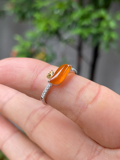 Icy Orange Jade Ring - Snail (NJR205)