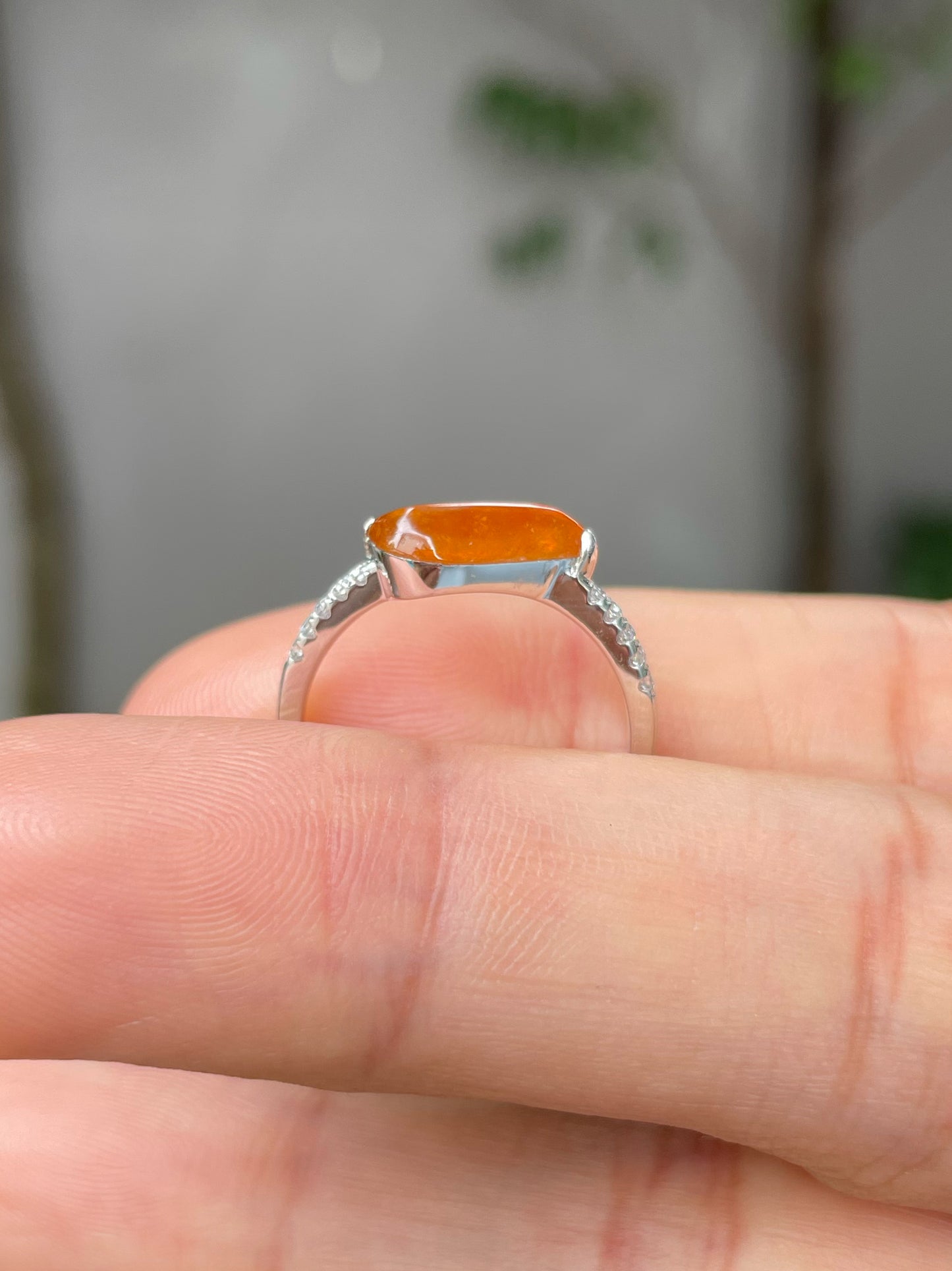 Icy Orange Jade Ring - Snail (NJR205)