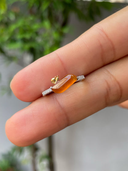 Icy Orange Jade Ring - Snail (NJR205)