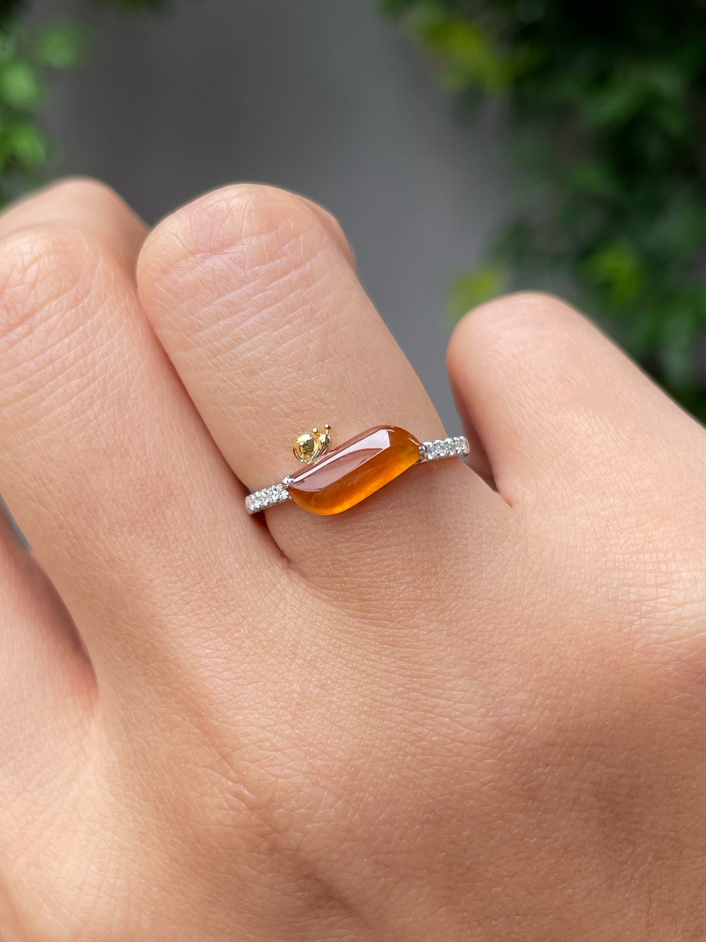 Icy Orange Jade Ring - Snail (NJR205)