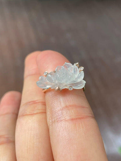 Icy Jade Ring - Lotus Flower (NJR207)