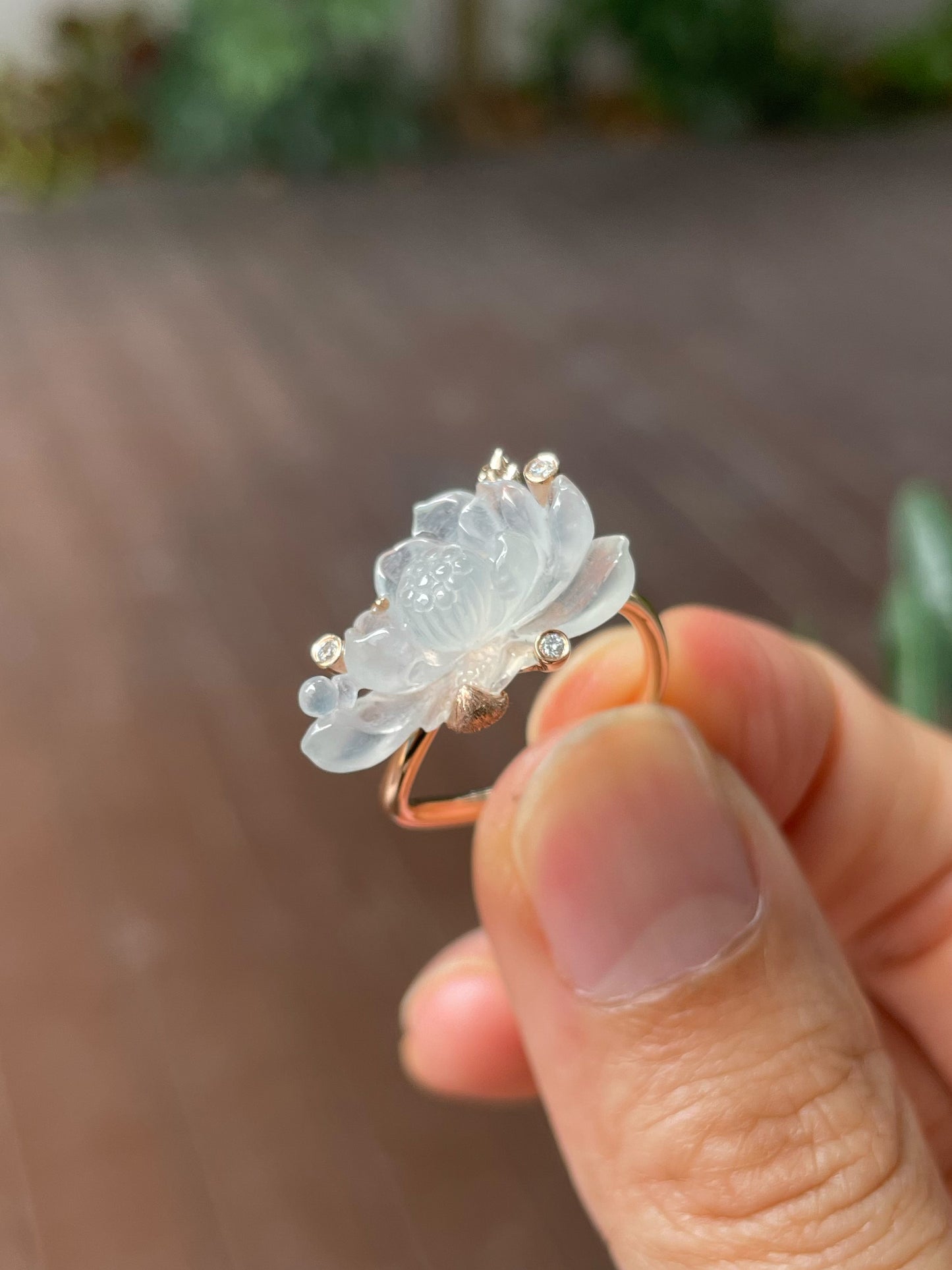 Icy Jade Ring - Lotus Flower (NJR207)