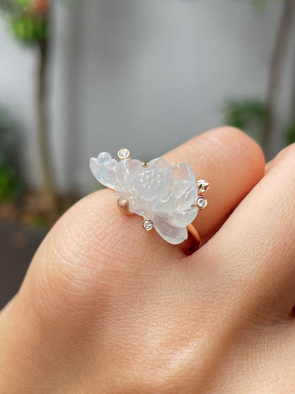 Icy Jade Ring - Lotus Flower (NJR207)