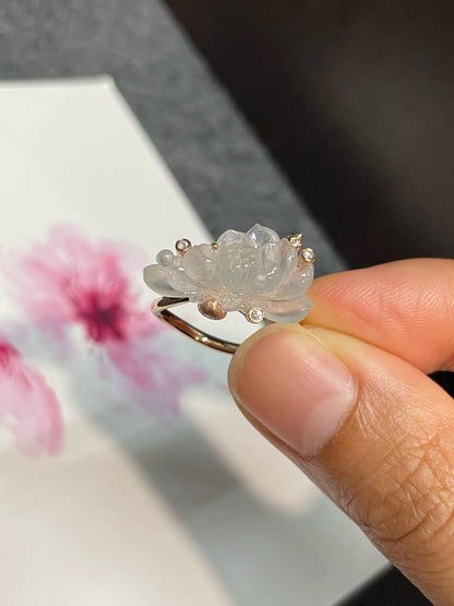 Icy Jade Ring - Lotus Flower (NJR207)