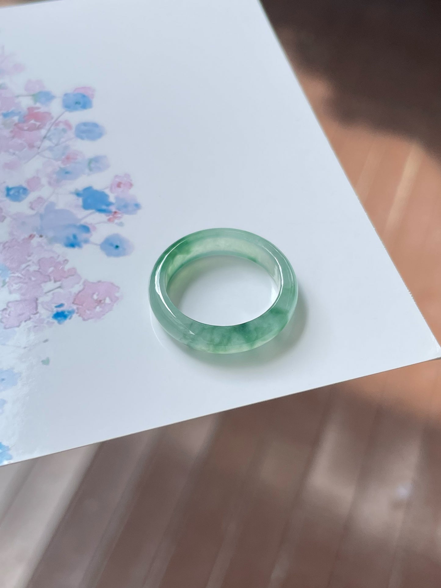 Icy Green Jade Abacus Ring | HK 17 (NJR233)