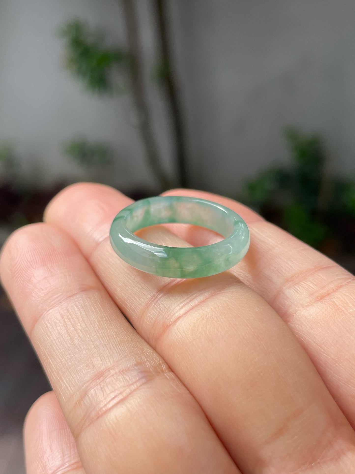 Icy Green Jade Abacus Ring | HK 17 (NJR233)