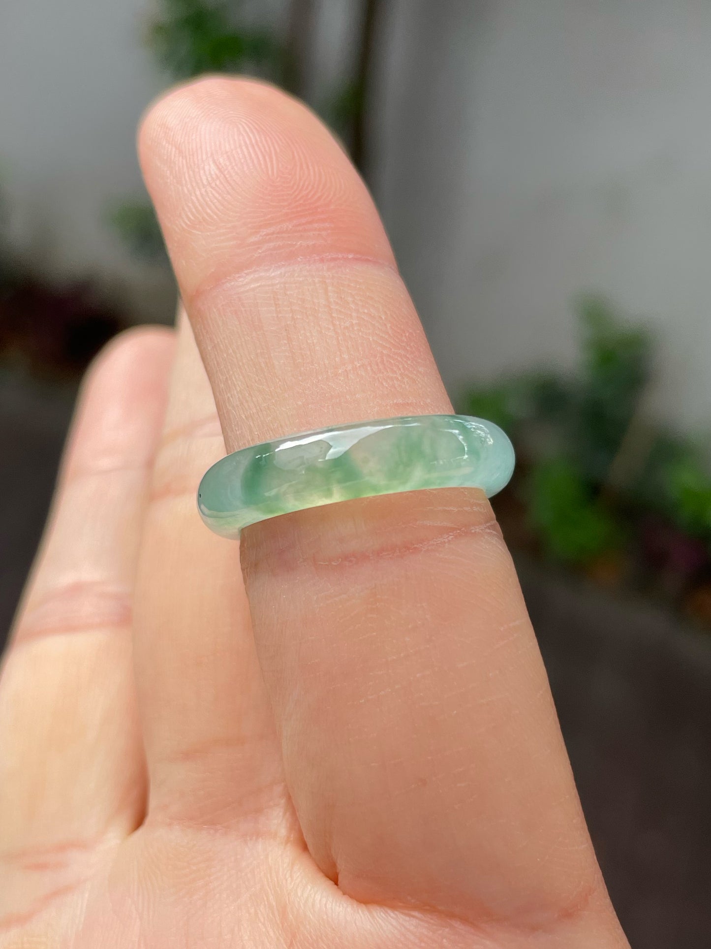 Icy Green Jade Abacus Ring | HK 17 (NJR233)