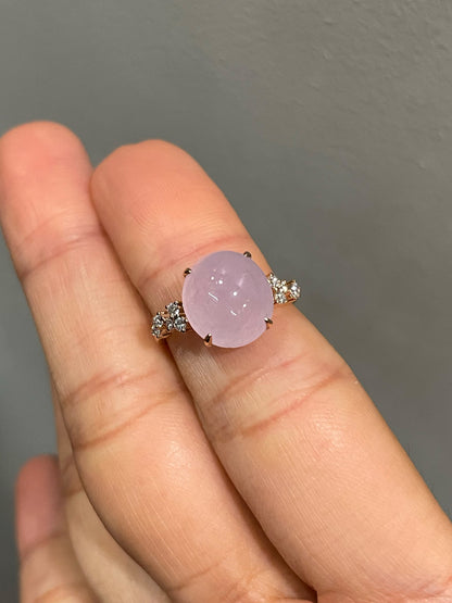 Pink Jade Cabochon Ring (NJR237)