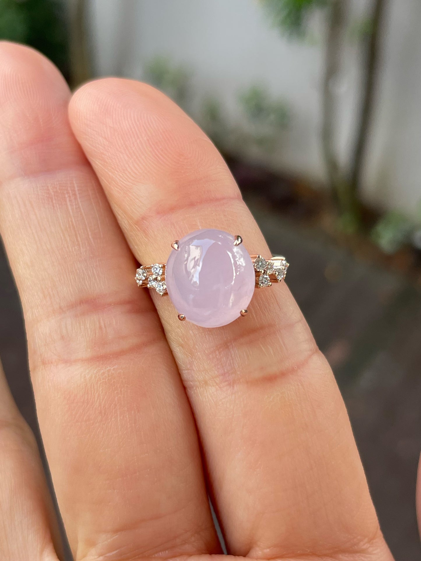 Pink Jade Cabochon Ring (NJR237)