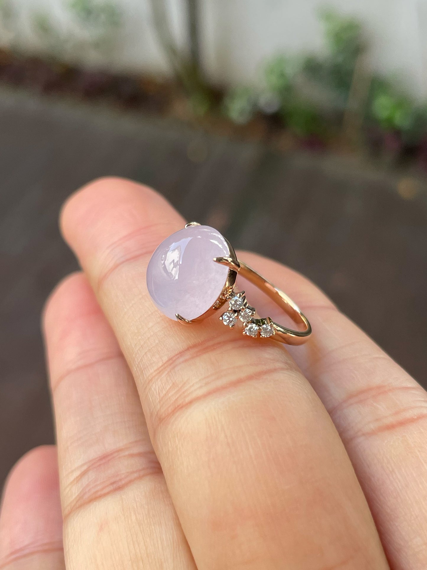 Pink Jade Cabochon Ring (NJR237)