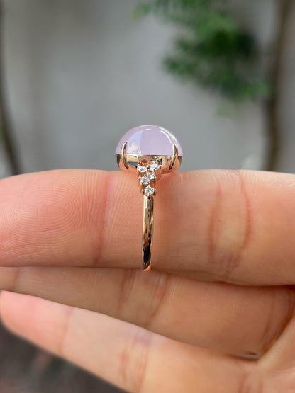 Pink Jade Cabochon Ring (NJR237)