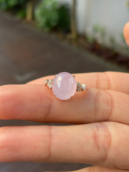 Pink Jade Cabochon Ring (NJR237)