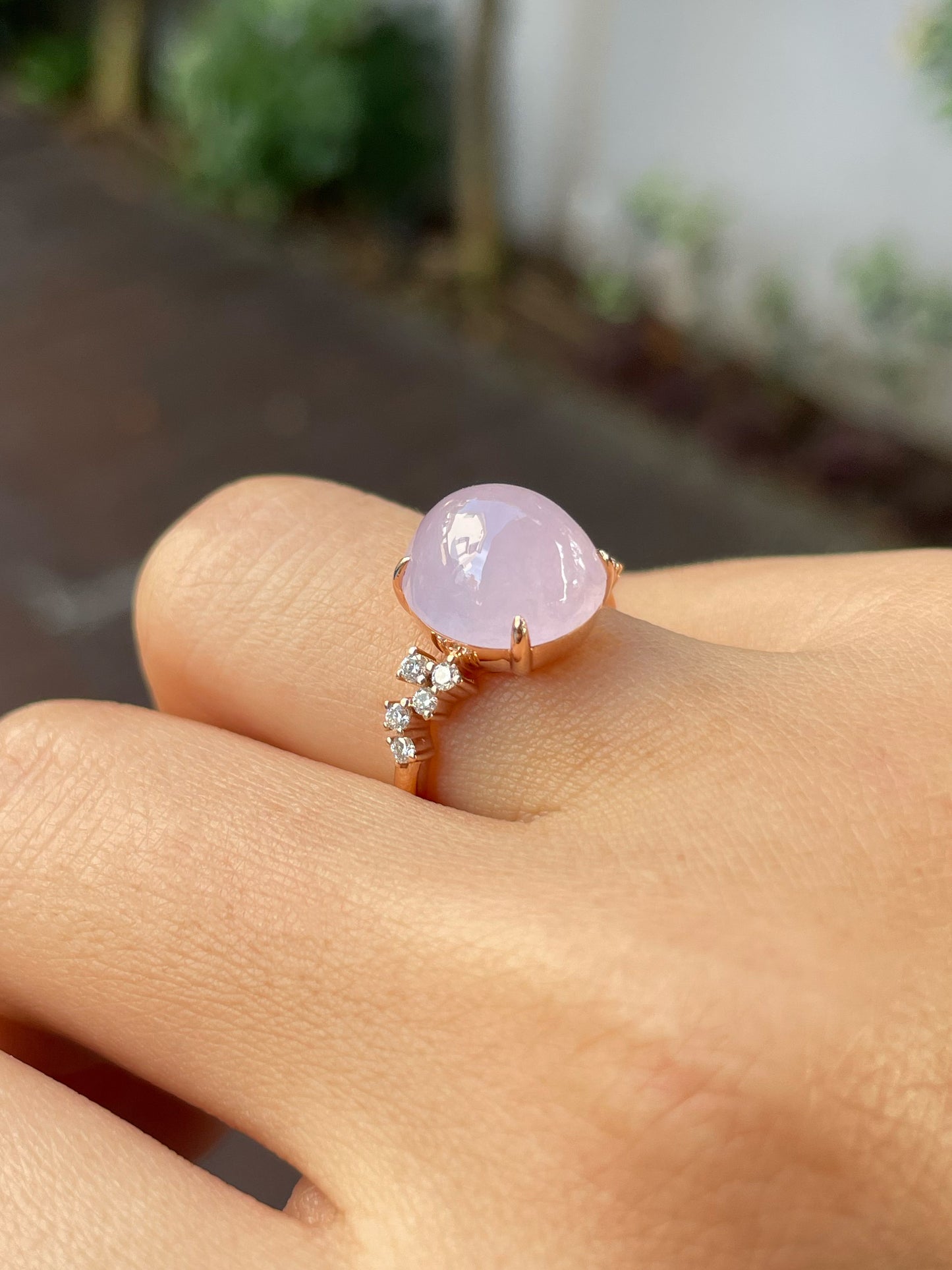 Pink Jade Cabochon Ring (NJR237)