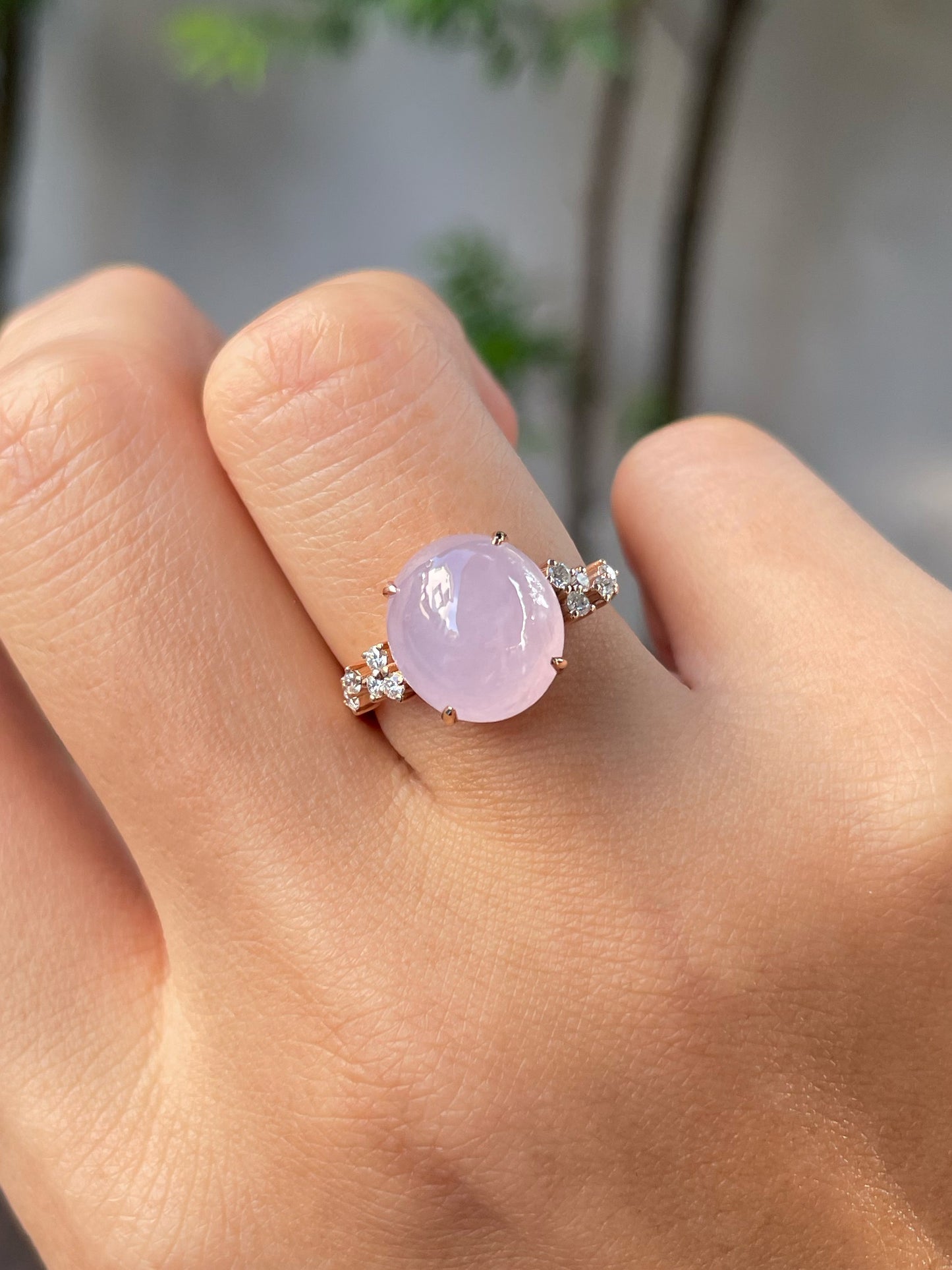 Pink Jade Cabochon Ring (NJR237)