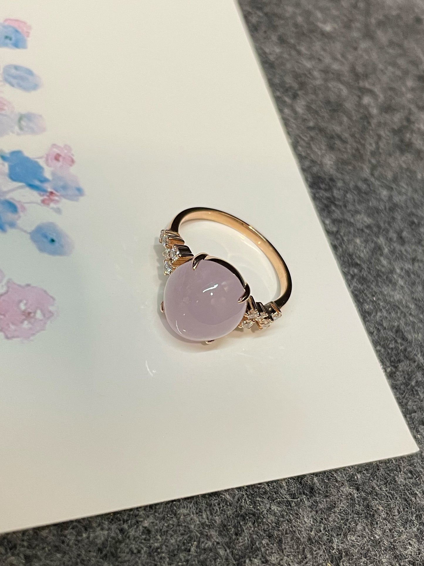 Pink Jade Cabochon Ring (NJR237)