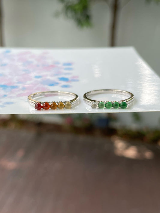 Multicoloured Jade Rings  - Cabochons (NJR246)