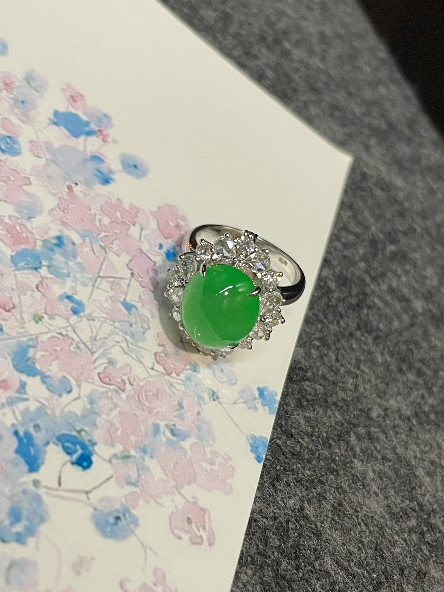 Green Jade Cabochon Ring / Pendant (NJR248)