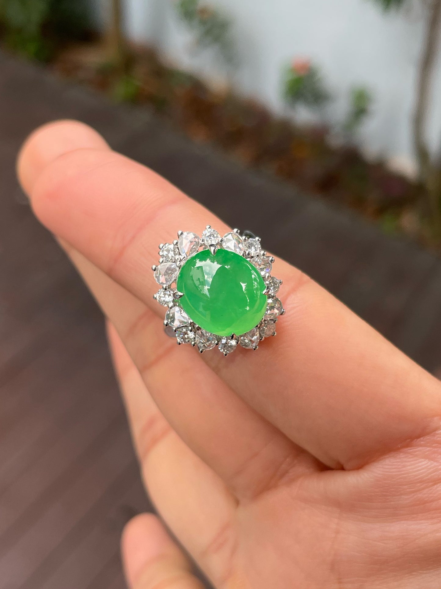 Green Jade Cabochon Ring / Pendant (NJR248)