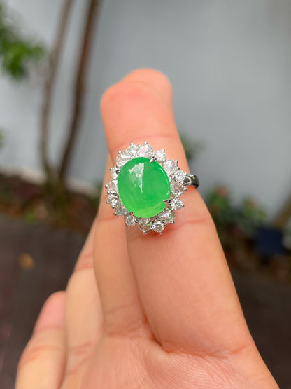 Green Jade Cabochon Ring / Pendant (NJR248)