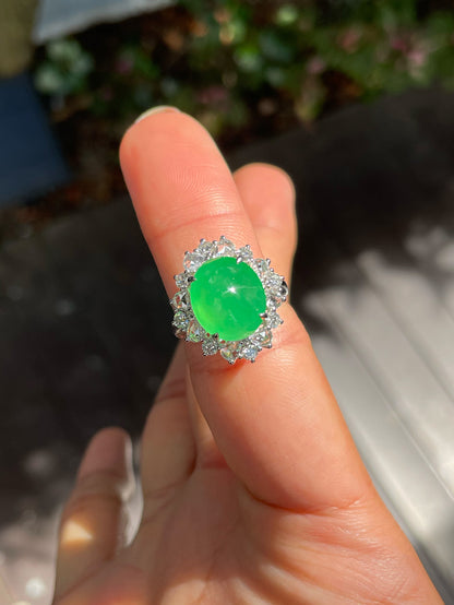 Green Jade Cabochon Ring / Pendant (NJR248)