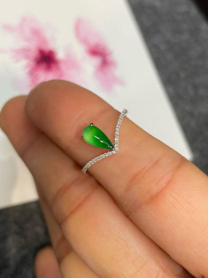 Green Jadeite Ring - Teardrop (NJR249)