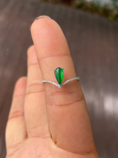 Green Jadeite Ring - Teardrop (NJR249)