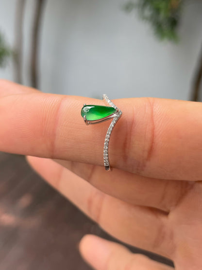 Green Jadeite Ring - Teardrop (NJR249)