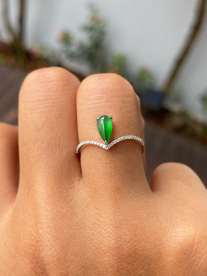 Green Jadeite Ring - Teardrop (NJR249)