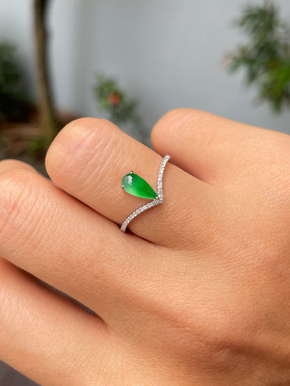 Green Jadeite Ring - Teardrop (NJR249)