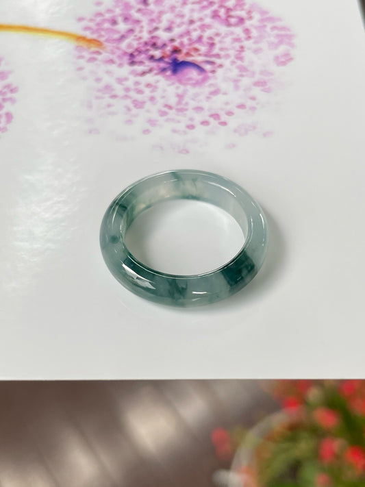 Bluish Green Jade Abacus Ring | HK 16 (NJR257)