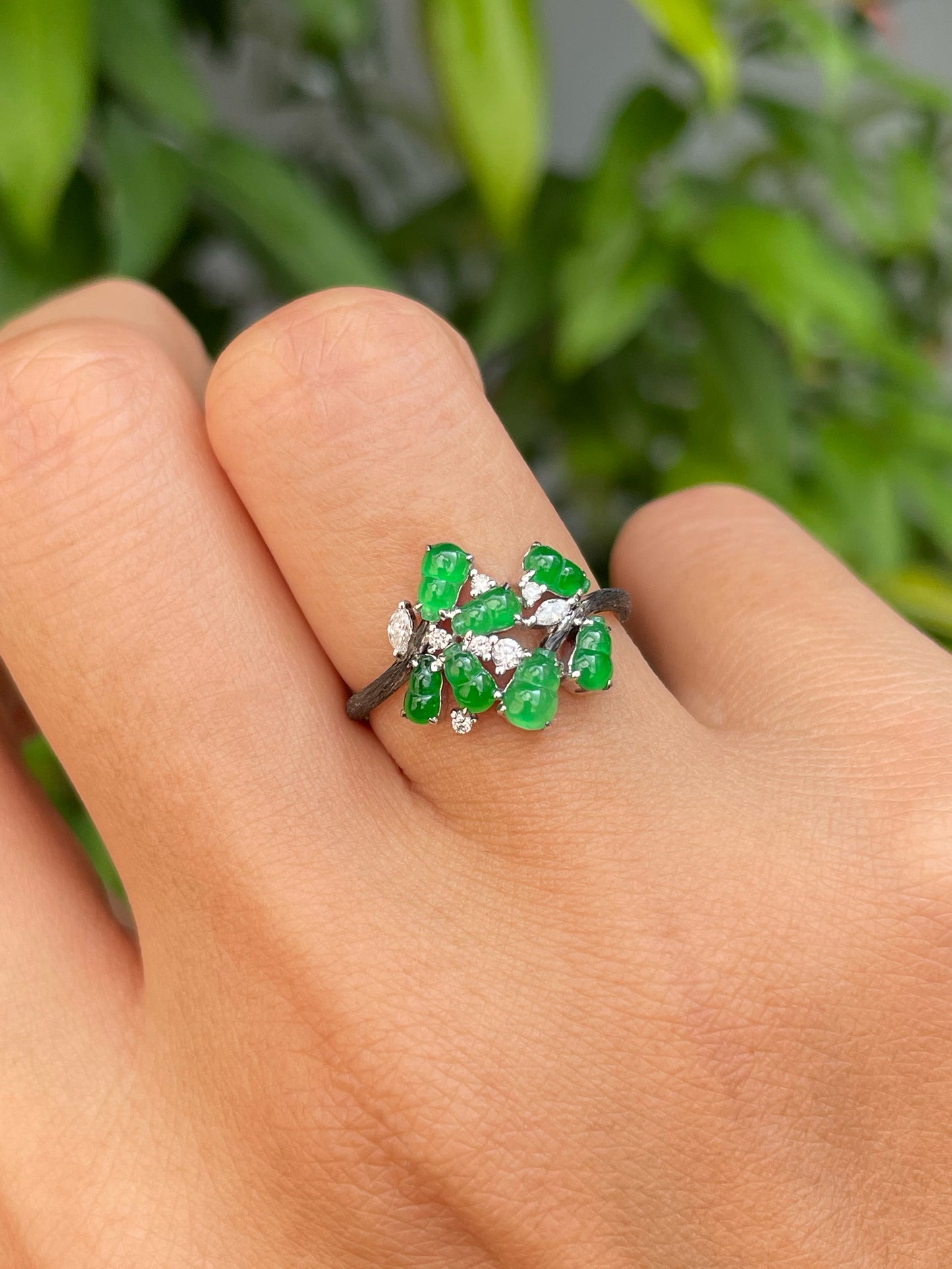 Green Jadeite Ring - Hu Lu 葫芦 (NJR262)