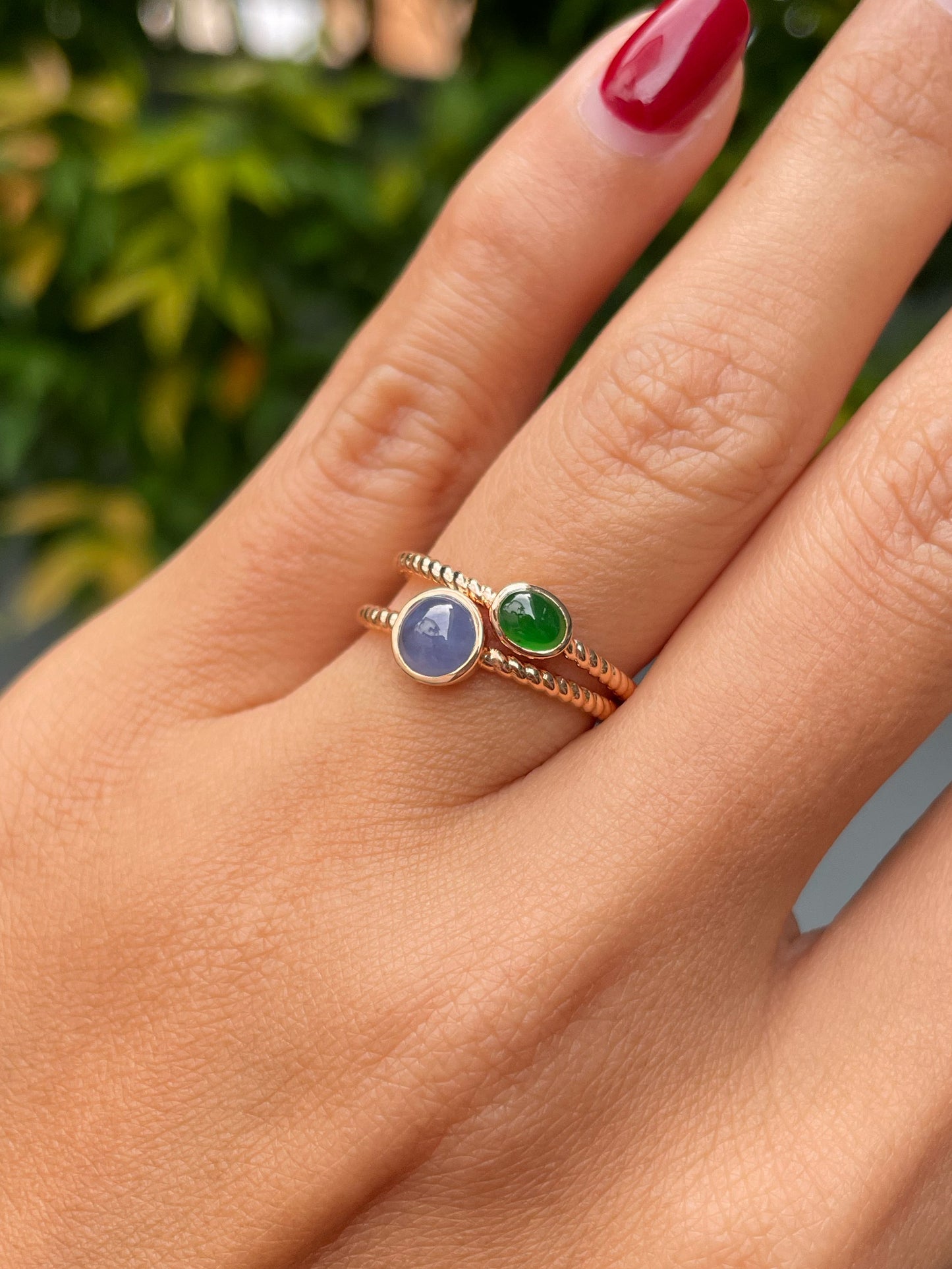 Multicoloured Jade Rings  - Cabochons (NJR276)