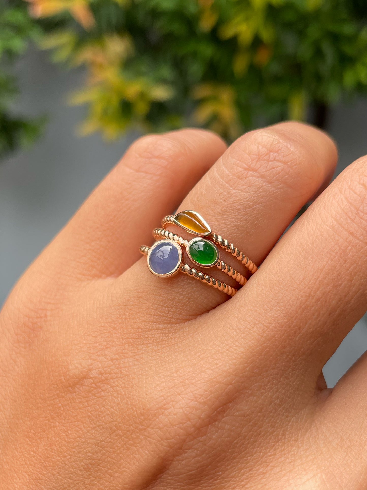 Multicoloured Jade Rings  - Cabochons (NJR276)