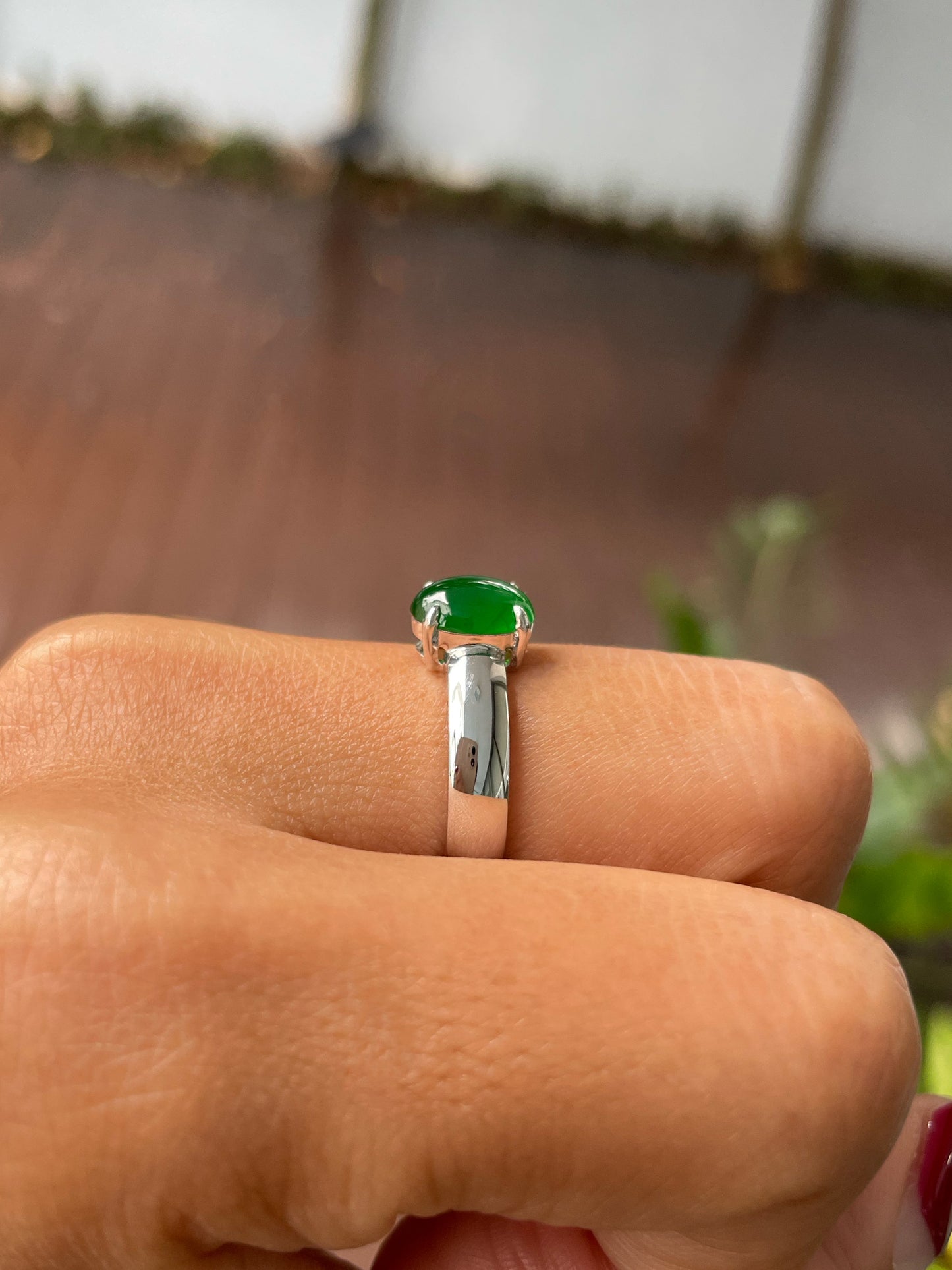 Green Jadeite Cabochon Ring (NJR282)