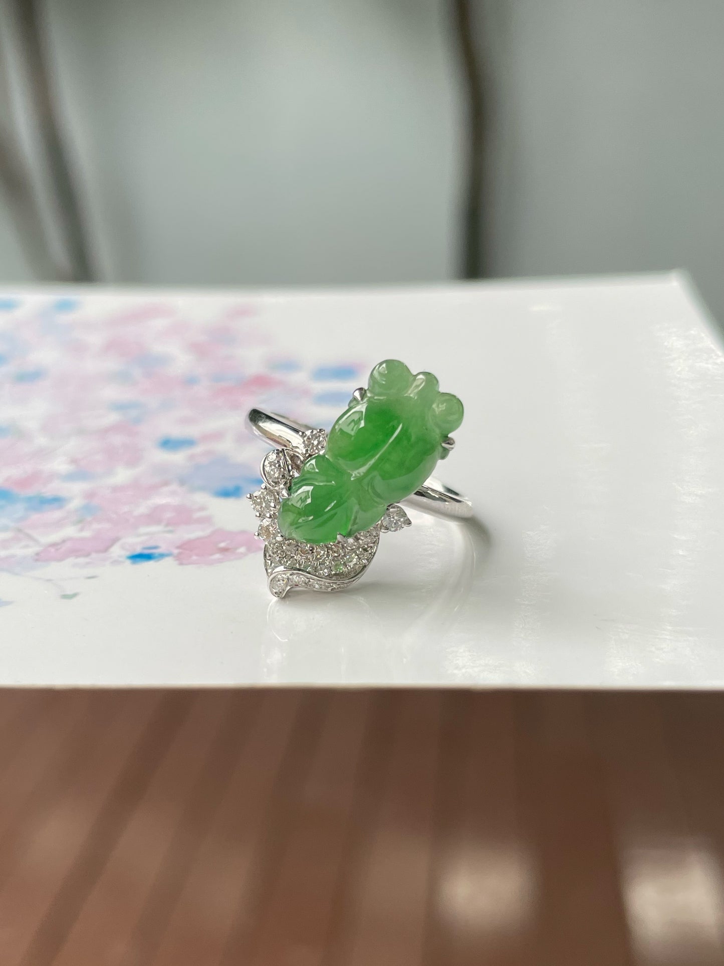 Green Goldfish Jade Ring (NJR296)