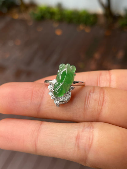 Green Goldfish Jade Ring (NJR296)