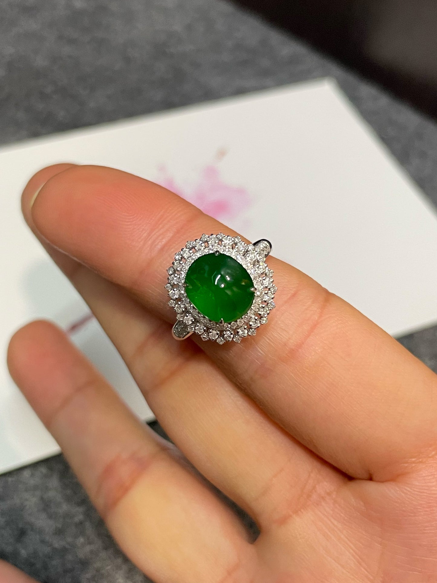 Green Jadeite Cabochon Ring (NJR298)