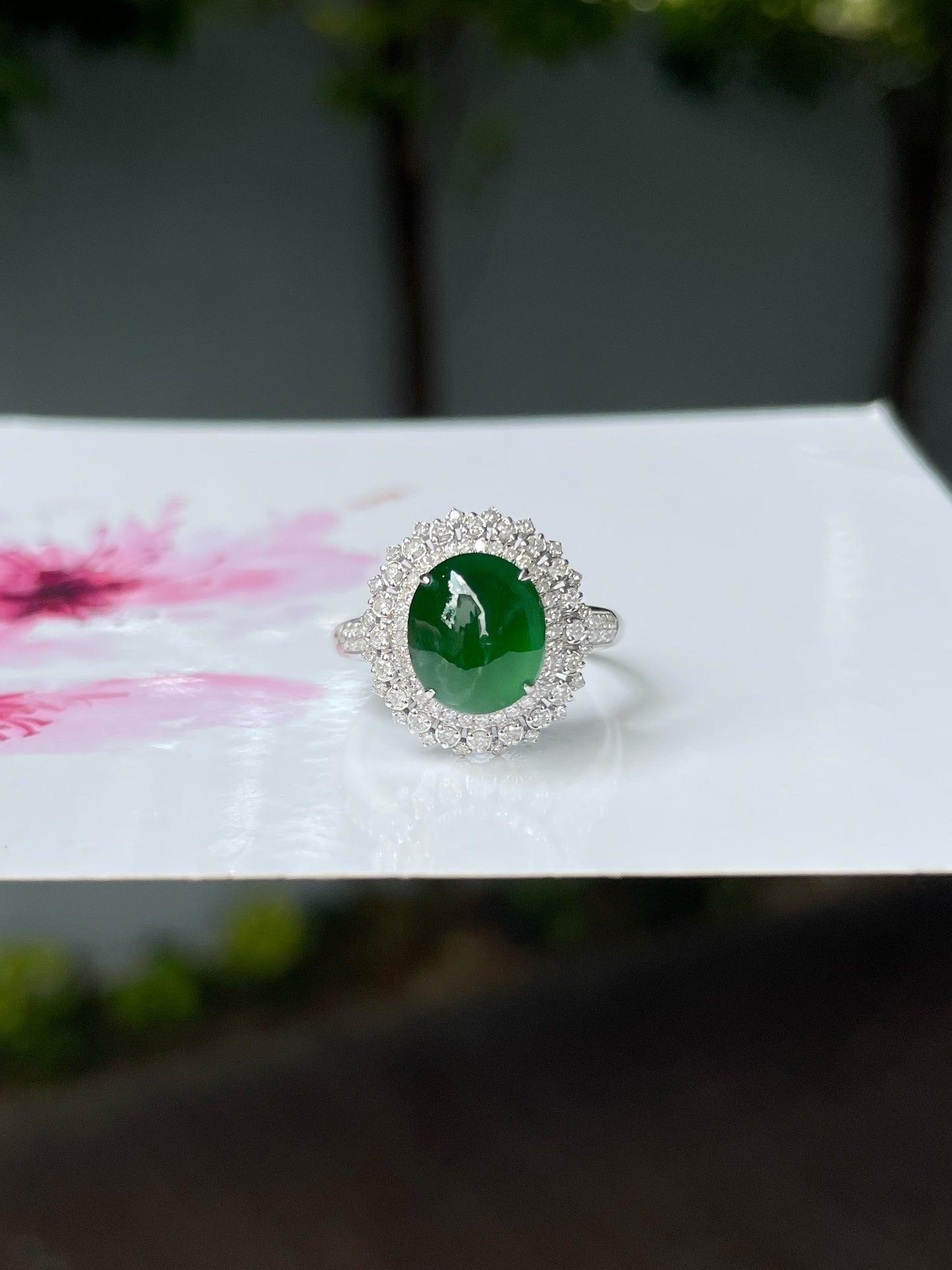 Green Jadeite Cabochon Ring (NJR298)